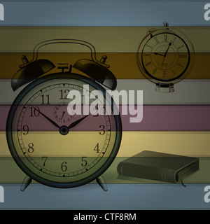 Réveil rétro avec fond coloré Banque D'Images