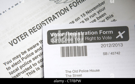 Voter Registration form UK Banque D'Images