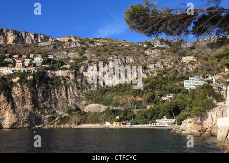 La plage Mala, Cap d Ail, Cote d Azur, Provence, Côte d'Azur, Méditerranée, France, Europe Banque D'Images