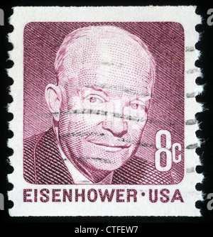 États-unis D'AMÉRIQUE - circa 1971 : timbre imprimé aux États-Unis montre l'ancien président américain Dwight Eisenhower Banque D'Images