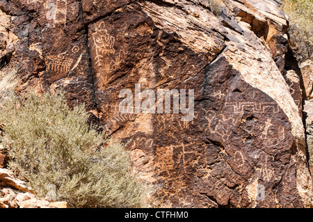 Des pétroglyphes, Parowan Gap près de Cedar City, Utah. Banque D'Images