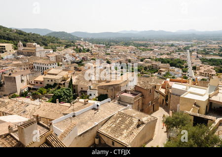 Vue aérienne de Capdapera, une ville typiquement espagnole, Mallorca/Majorca Banque D'Images