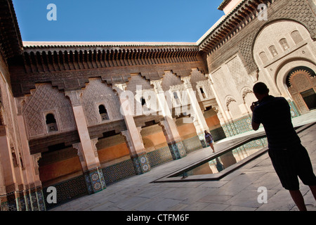 Maroc, Marrakech Medina, Ali ben Youssef Medersa. Banque D'Images