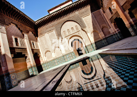 Maroc, Marrakech Medina, Ali ben Youssef Medersa. Banque D'Images