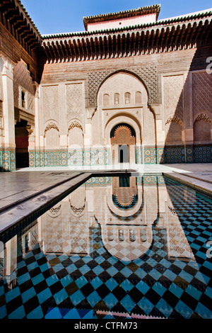 Maroc, Marrakech Medina, Ali ben Youssef Medersa. Banque D'Images