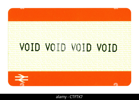 UK Rail tickets avec 'void' imprimé sur eux. Vraiment obtenu à partir d'un ticket-machine. Banque D'Images