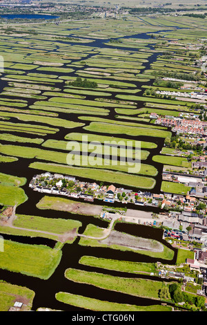 Les Pays-Bas, Jisp, aérienne, paysage de polders. Banque D'Images