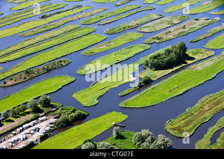 Les Pays-Bas, Jisp, aérienne, paysage de polders. Banque D'Images