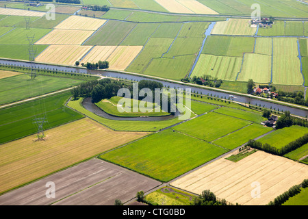 Pays-Bas, Zuidoosstbeemster, fort aan de Jisperweg. Ligne de défense d'Amsterdam. Waterlinies Hollandse. Lignes de défense des eaux néerlandaises. Antenne. Banque D'Images