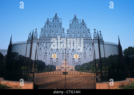 NEW DELHI INDE Rashtrapati Bhavan résidence présidentielle, PORTE D'ENTRÉE OUVRAGÉE Banque D'Images