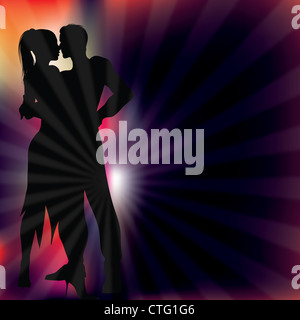 Danseurs d'ossature avec ray light background vector illustration Banque D'Images