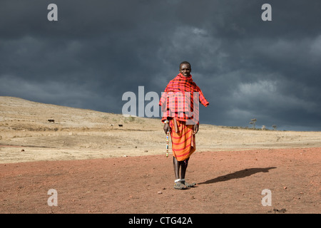 Les Massaïs, les Masai, gens, Masaï en Tanzanie, Afrique. Banque D'Images