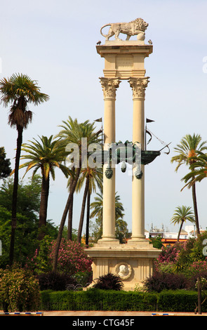 Espagne, Andalousie, Séville, monument de Colomb, Paseo Catalina de Ribera, Banque D'Images