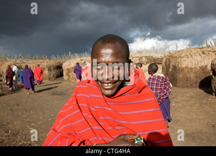 Les Massaïs, les Masai, gens, Masaï en Tanzanie, Afrique. Banque D'Images