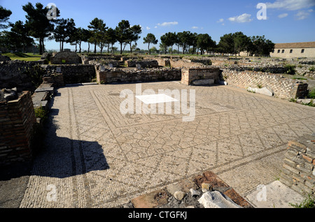 Italie, Basilicate, Venosa, parc archéologique, thermes romains, mosaïque Banque D'Images