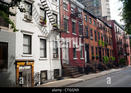 Grès et des maisons sur Gay Street dans le quartier de Greenwich Village de New York Banque D'Images
