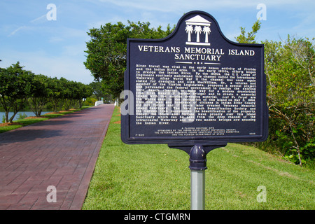 Vero Beach Florida, River Waterside Park, Veterans Memorial Island Sanctuary, panneau, logo, site du patrimoine de la Floride, les visiteurs voyage visite touristique Banque D'Images