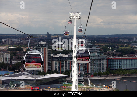 Unis Air Line qui est également connu sous le nom de Thames Cable Car Banque D'Images