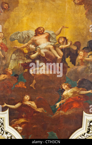 Oxfordshire, Oxford, Oxford University, Trinity College, La Chapelle, la peinture du plafond par Pierre Berchet de l'Ascension Banque D'Images