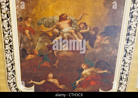 Oxfordshire, Oxford, Oxford University, Trinity College, La Chapelle, la peinture du plafond par Pierre Berchet de l'Ascension Banque D'Images