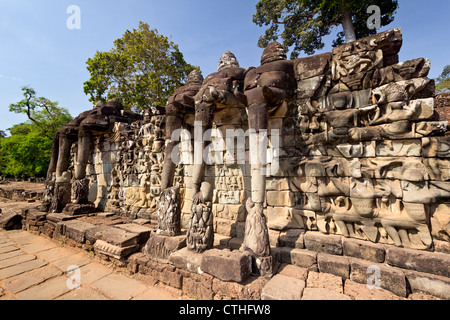 Terrasse de l'éléphant Royal Palace, temple Angkor Thom, au Cambodge, l'Asie, Banque D'Images