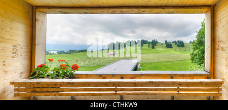 Beau balcon vue sur paysage bavarois Banque D'Images