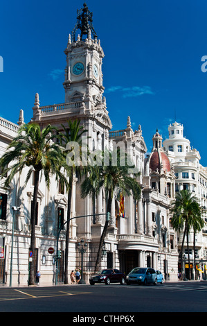 Ayuntamiento (Hôtel de Ville), Plaza Ayuntamiento, Valencia, Espagne Banque D'Images