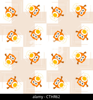 Chouette orange transparente motif illustration pour les enfants Banque D'Images