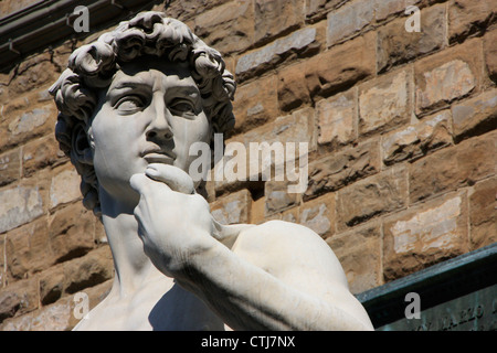 Détail d'une statue de David de Michel-Ange, Florence, Italie Banque D'Images