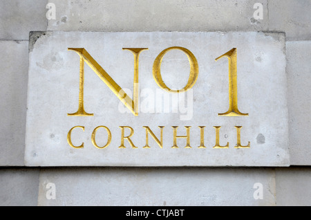 N° 1 Cornhill, City of London, Londres, Royaume-Uni Banque D'Images