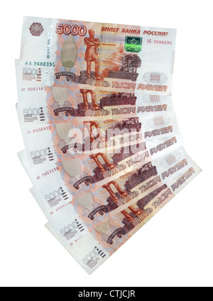 Billets de 5000 roubles Banque D'Images