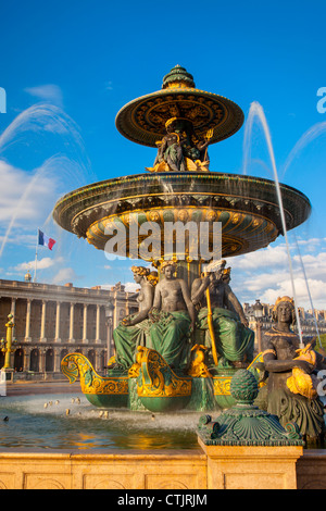 Fontaine des fleuves - Fontaine de rivières (1840), Place de la Concorde, Paris, France Banque D'Images