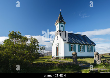 Église de Pingvellir site historique. Dans le sud-ouest de l'Islande, près de la péninsule de Reykjanes. Banque D'Images