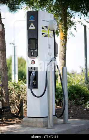 Station de charge pour voiture électrique zéro émission et avenir vert pour sauver notre planète Banque D'Images