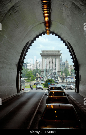 Vue de pont de la liberté de tunnel à Budapest, Hongrie Banque D'Images