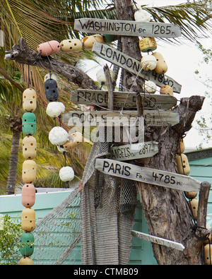 Panneau directionnel de Key West, Floride Banque D'Images