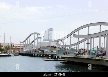 Barcelone, Espagne. Rambla de Mar au Port Vell. Banque D'Images