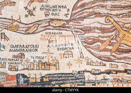 Réplique de la mosaïque de Madaba antique plan de Terre Sainte Banque D'Images