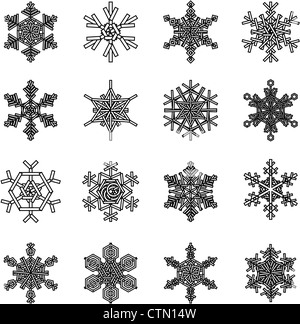 Flocons d'illustrations, sur le thème de Noël pour les éléments de conception. Banque D'Images