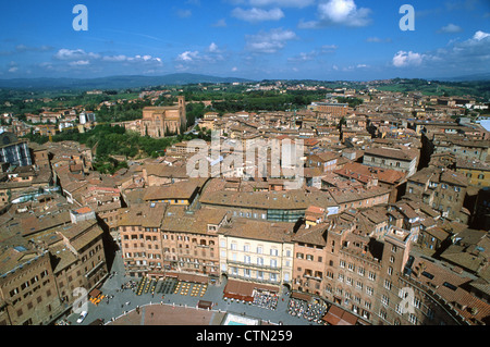 Italie, Toscane, Sienne, Piazza del Campo, le général vue aérienne, Banque D'Images