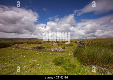 Llechart carn (Bague Cairn) Stone Circle, Rhyd-y-FRO, West Glamorgan, Pays de Galles, Royaume-Uni Banque D'Images