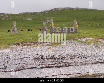 Village abandonné de Eorasdail, Vatersay, Outer Hebrides Banque D'Images