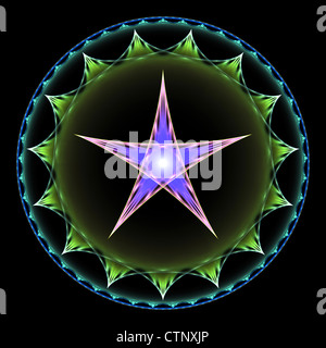 Violette et Verte Pentangle Abstract Fractal Design Banque D'Images