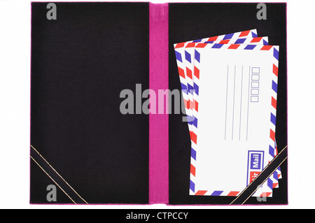 Classic air mail enveloppe Support livre avec blank Banque D'Images