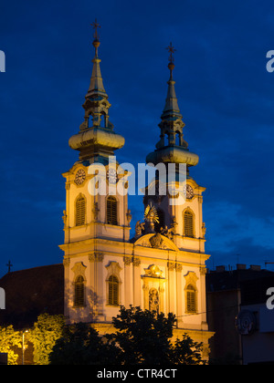 L'église de St Anne (église Szent Anna) par nuit, Budapest, Hongrie, Europe de l'Est Banque D'Images