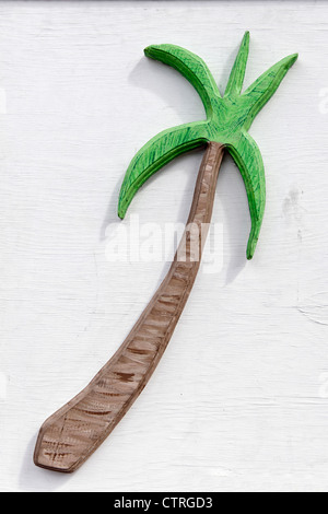 L'icône Palm, Lummus Park, Ocean Drive, Miami Beach Art Deco District, Florida, USA Banque D'Images