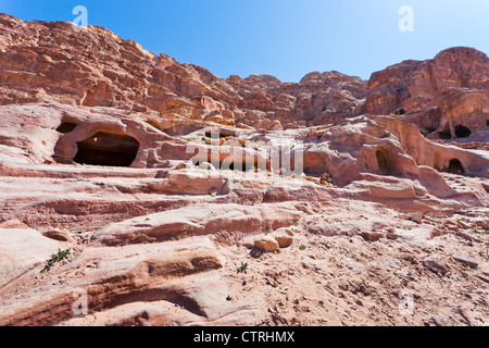 Grotte en pierre tombeaux de Petra, Jordanie Banque D'Images