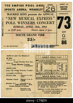 000996 - le talon de billet de concert des Beatles le NME Poll Winners Concert au Wembley Empire Pool, le 26 avril 1964 Banque D'Images