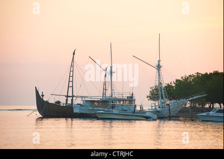 Lever du soleil dans le village de Pemuteran sur l'île de Bali, Indonésie. Pemuteran est connue pour ses coraux et est un spot de plongée sous-marine. Banque D'Images