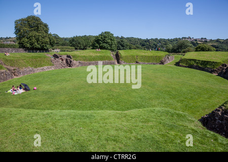 L'Amphithéâtre Romain de Caerleon, près de Newport, Cardiff, Pays de Galles Banque D'Images